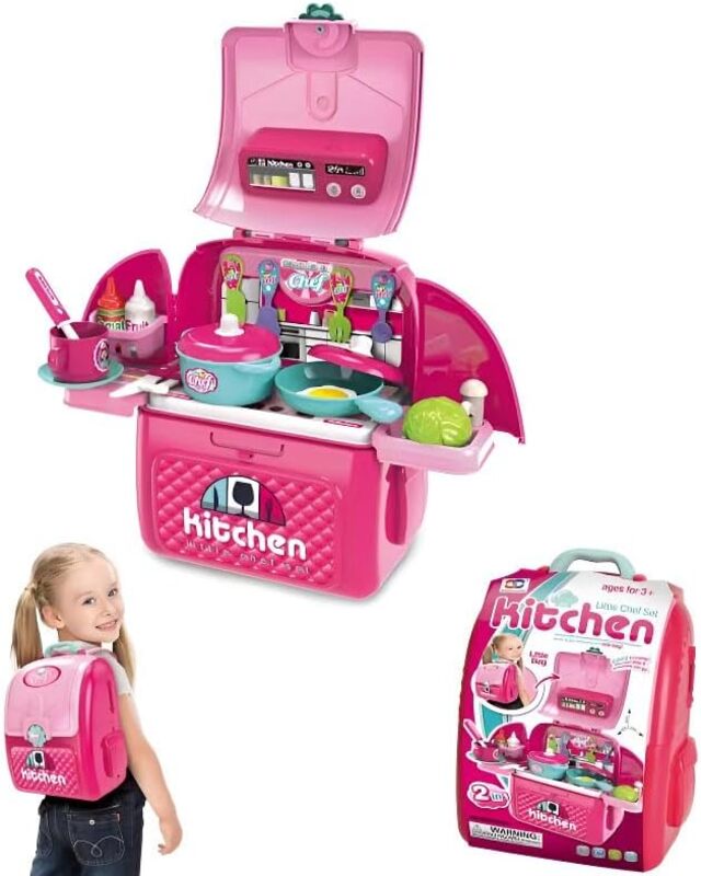 3 In 1 Kitchen Little Chef Set Portable Pretend Playset for Kids